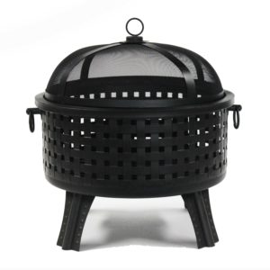 Steel Fire Pit with Log Grate and Poker - Black - 25 Inches